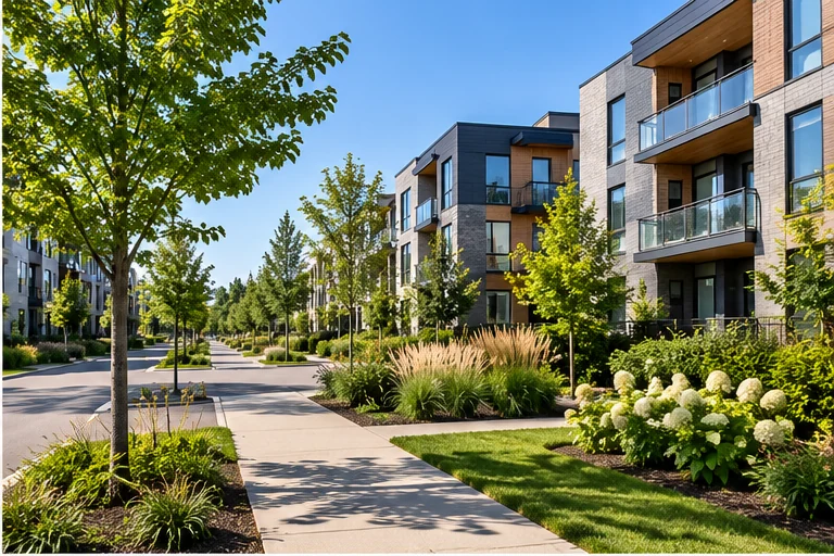 Leafy residential streetscape